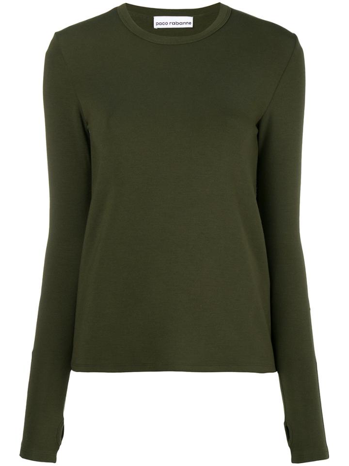Paco Rabanne Logo Long Sleeve T-shirt - Green