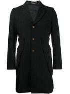 Comme Des Garçons Homme Plus Single Breasted Jacquard Coat, Men's, Size: Small, Black, Polyester