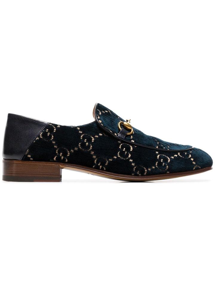 Gucci Blue Marine Mister Velvet Loafers