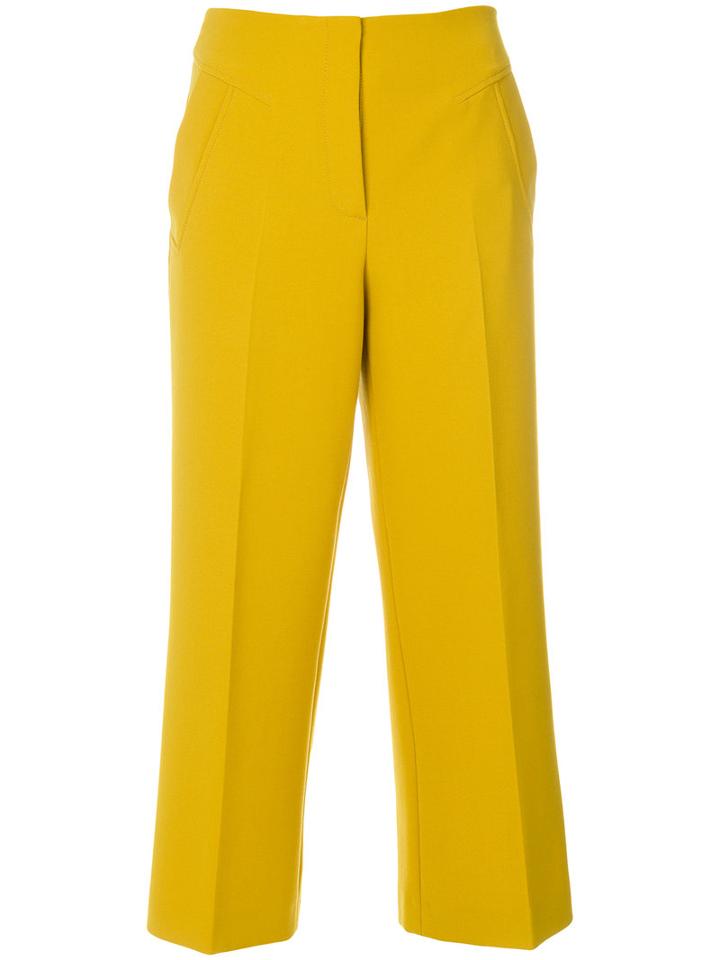 Luisa Cerano - Cropped Trousers - Women - Cotton/polyester/spandex/elastane/viscose - 42, Yellow/orange, Cotton/polyester/spandex/elastane/viscose