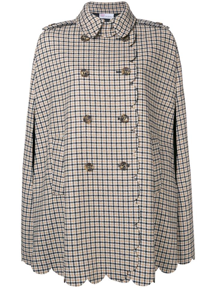 Red Valentino Scalloped-detail Checked Cape - Nude & Neutrals