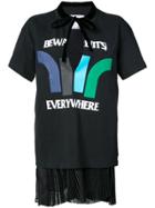 Sacai Printed Pleat-hem T-shirt - Black
