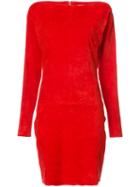 Jitrois - Slash-neck Fitted Dress - Women - Suede - 42, Red, Suede