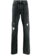 Sandro Paris Distressed Slim-fit Jeans - Black