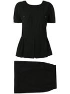 Chanel Vintage Long Sleeve Setup Jacket Skirt Black