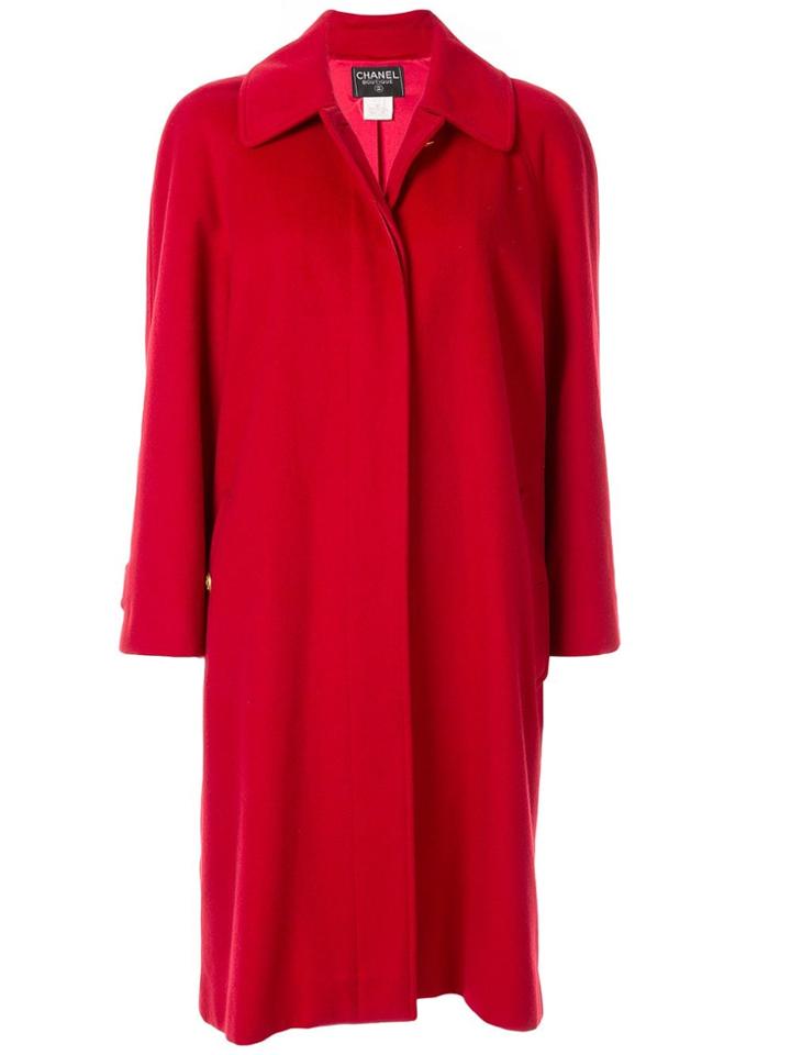 Chanel Pre-owned 1996s Cc Button Peacoat - Red