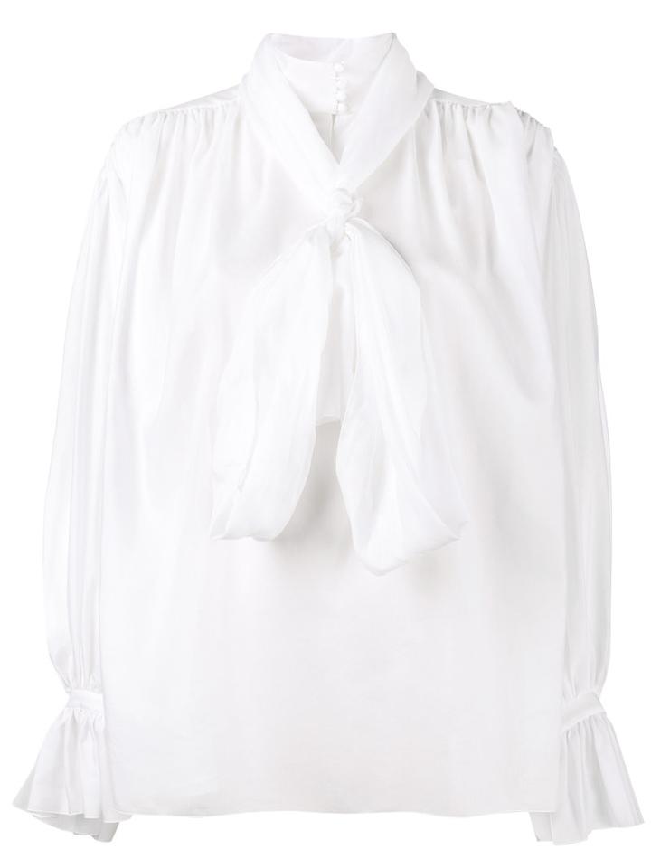 Vika Gazinskaya - High Neck Pussy Bow Blouse - Women - Cotton - 40, White, Cotton