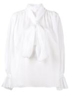 Vika Gazinskaya - High Neck Pussy Bow Blouse - Women - Cotton - 40, White, Cotton