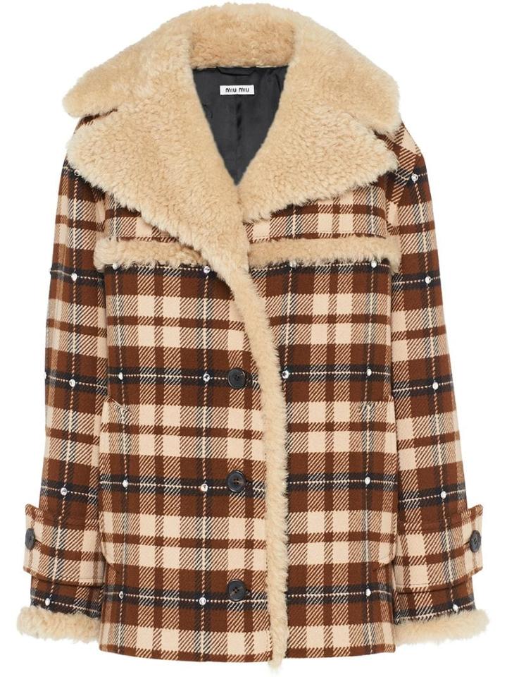 Miu Miu Check Button-front Coat - Brown