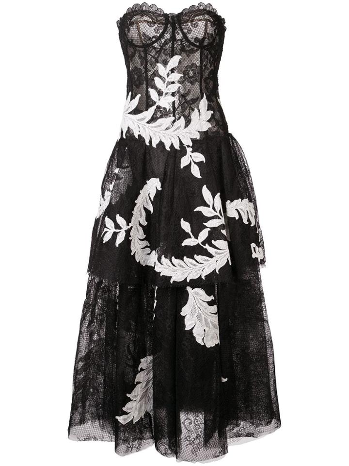 Oscar De La Renta Strapless Tiered Gown - Black