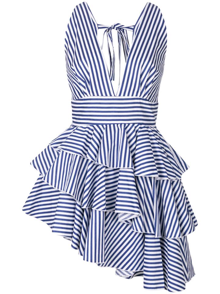 Milla Milla Striped Flared Sleeveless Blouse - White