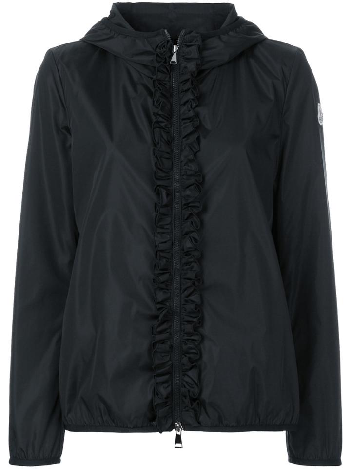 Moncler Ruffle Trim Hooded Jacket - Black