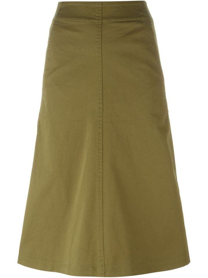 T By Alexander Wang A-line Midi Skirt, Women's, Size: 6, Green, Cotton/spandex/elastane/polyester