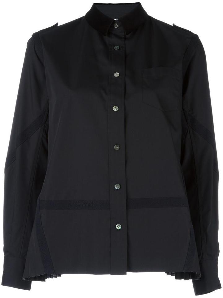 Sacai Velvet Collar Poplin Shirt, Women's, Size: 2, Black, Cotton/polyester