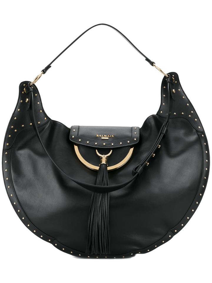 Balmain Domaine Studded Shoulder Bag - Black