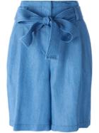 3.1 Phillip Lim Tie Waist Chambray Shorts - Blue