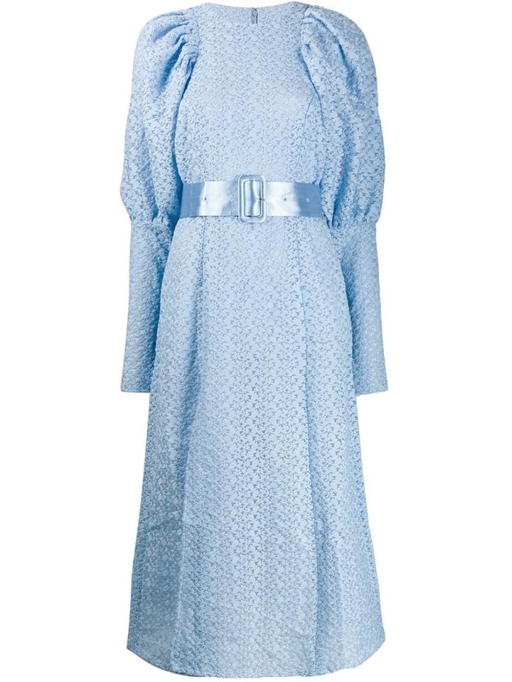 Rotate Puffer-sleeve Lace Dress - Blue