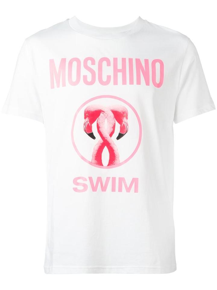 Moschino Flamingo Print T-shirt, Men's, Size: Medium, White, Cotton