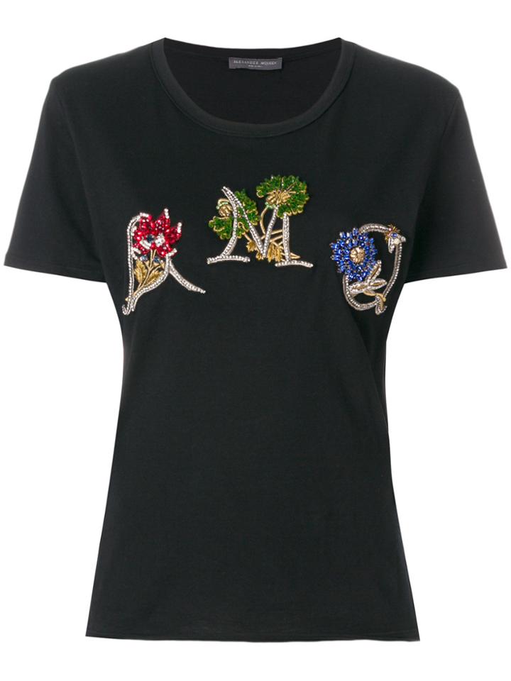 Alexander Mcqueen Logo Embellished T-shirt - Black