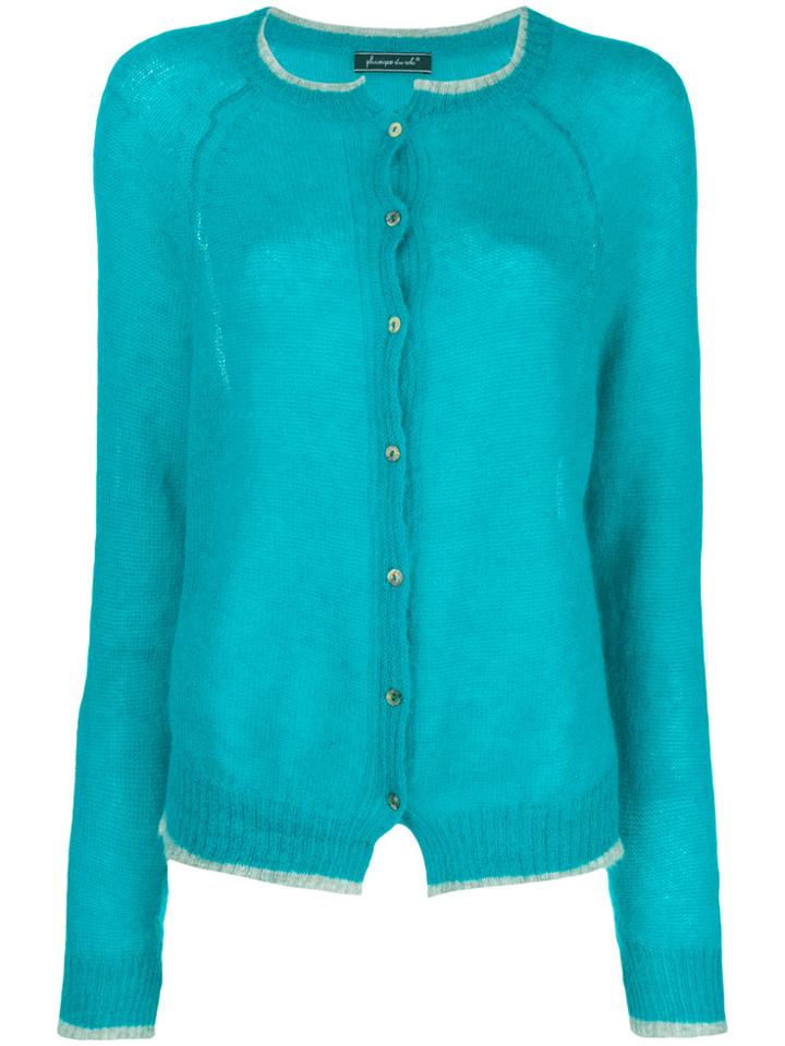 Phisique Du Role Contrast Trim Cardigan - Blue