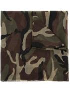 Saint Laurent Camouflage Print Scarf, Men's, Brown, Wool
