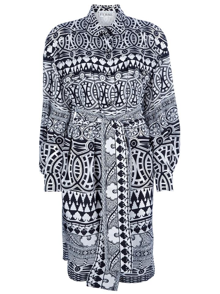 Gianfranco Ferre Vintage Patterned Silk Blend Dress