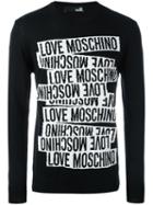 Love Moschino Logo Print Long Sleeve Sweater, Men's, Size: Large, Black, Acrylic/wool