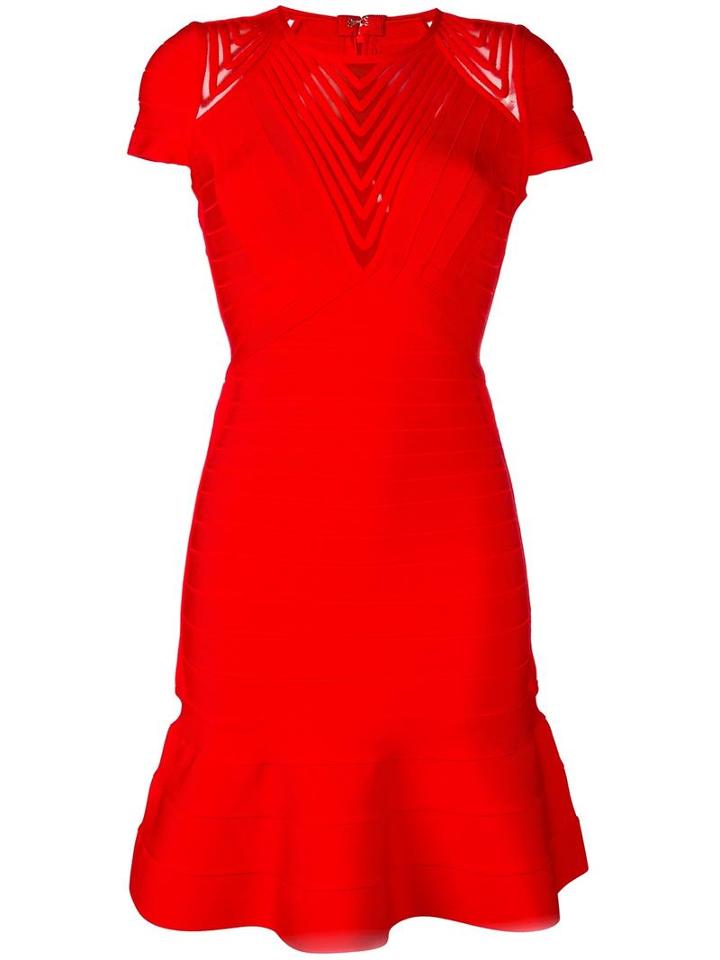 Hervé Léger Hillary Dress, Size: Medium, Red, Rayon/nylon/spandex/elastane