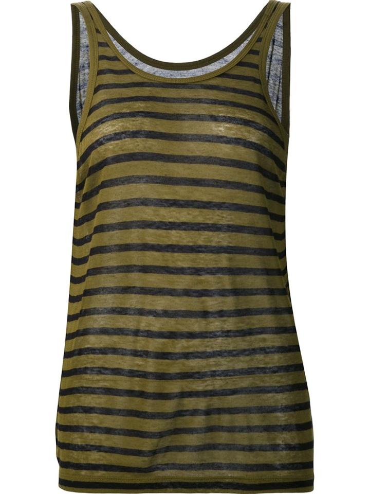 T By Alexander Wang Striped Tank Top, Women's, Size: Xs, Black, Rayon/linen/flax