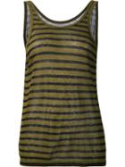 T By Alexander Wang Striped Tank Top, Women's, Size: Xs, Black, Rayon/linen/flax