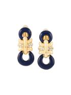Givenchy Vintage Enamel Clip-on Earrings, Women's, Blue