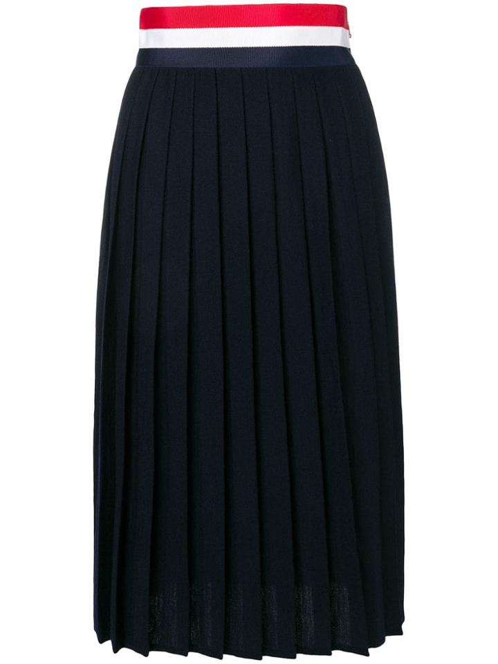 Thom Browne Rwb Grosgrain Waistband Wool Skirt - Blue