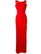 Ermanno Scervino Lace Panel Gown, Women's, Size: 40, Red, Polyester/spandex/elastane