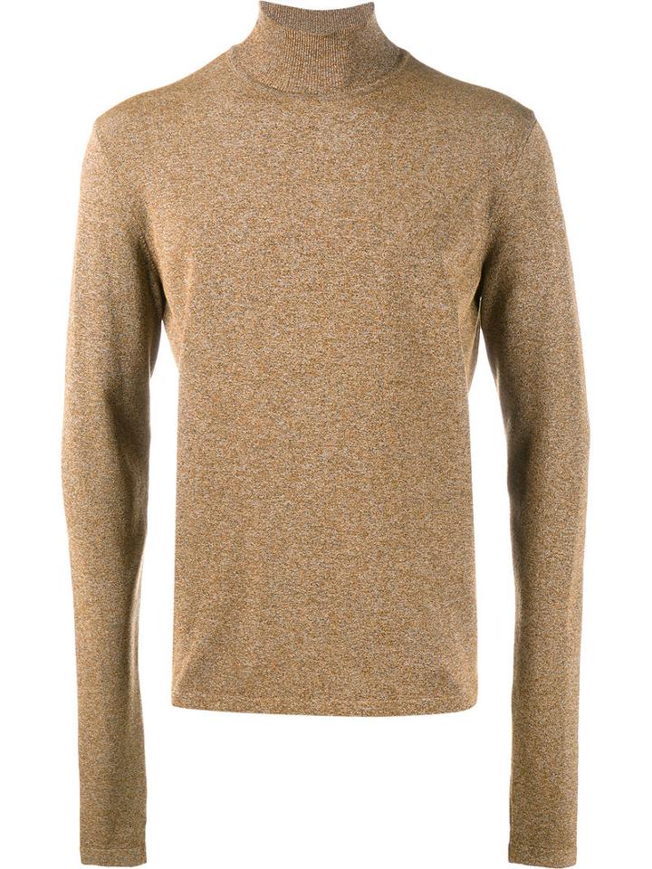 John Lawrence Sullivan Speckled Roll Neck Knit, Men's, Size: Medium, Brown, Rayon/nylon/polyurethane