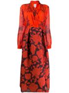 Sara Roka Suni Floral-print Surplice Dress - Orange