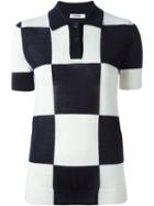 Jil Sander Checked Polo Shirt, Women's, Size: 38, Blue, Silk/cotton/cashmere