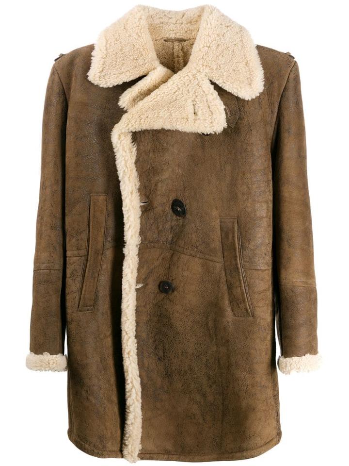 Neil Barrett Shearling Double-breasted Coat - Brown