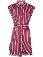 Derek Lam 10 Crosby Tie-waist Striped Shirt Dress - Red