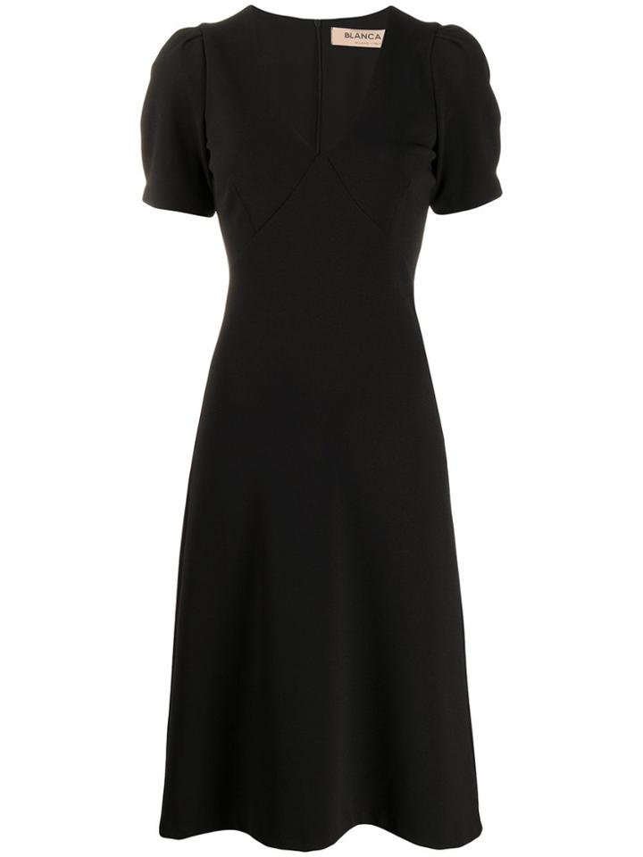 Blanca V-neck Midi Dress - Black