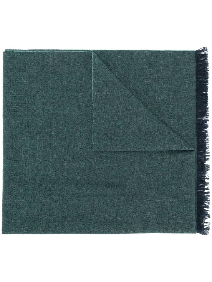 Kiton Fringed Edge Scarf - Green