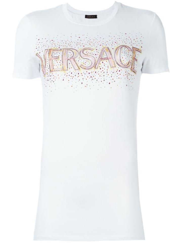 Versace Logo T-shirt, Women's, Size: 42, White, Viscose/spandex/elastane