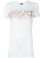 Versace Logo T-shirt, Women's, Size: 42, White, Viscose/spandex/elastane