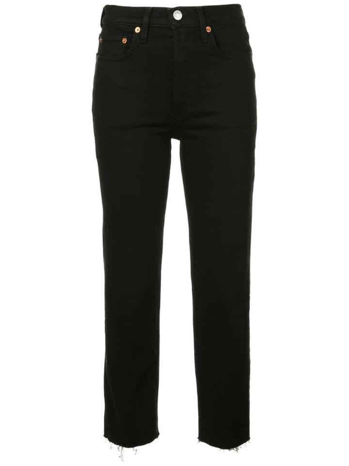 Re/done Straight Cropped Jeans - Black