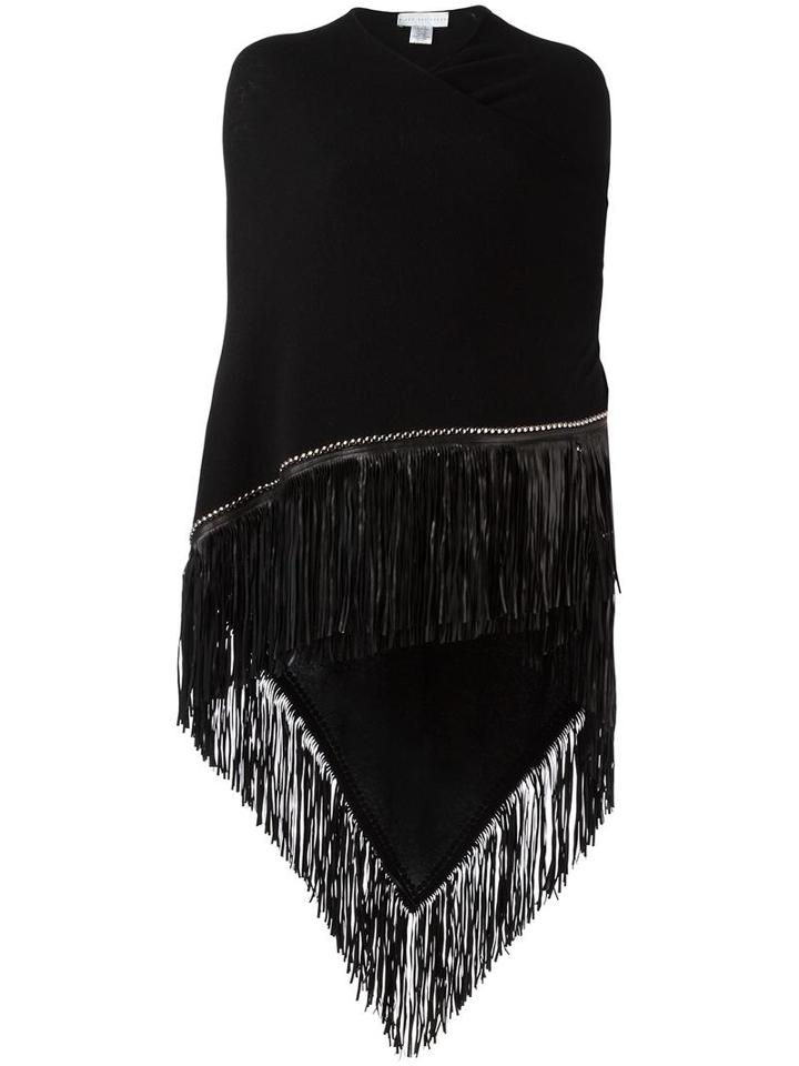 Giada Benincasa Fringed Knit Poncho, Women's, Black, Cashmere/leather