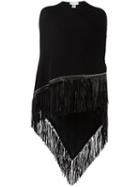 Giada Benincasa Fringed Knit Poncho, Women's, Black, Cashmere/leather