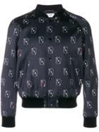 Saint Laurent Sl Playing Card Print Varsity Jacket - Blue