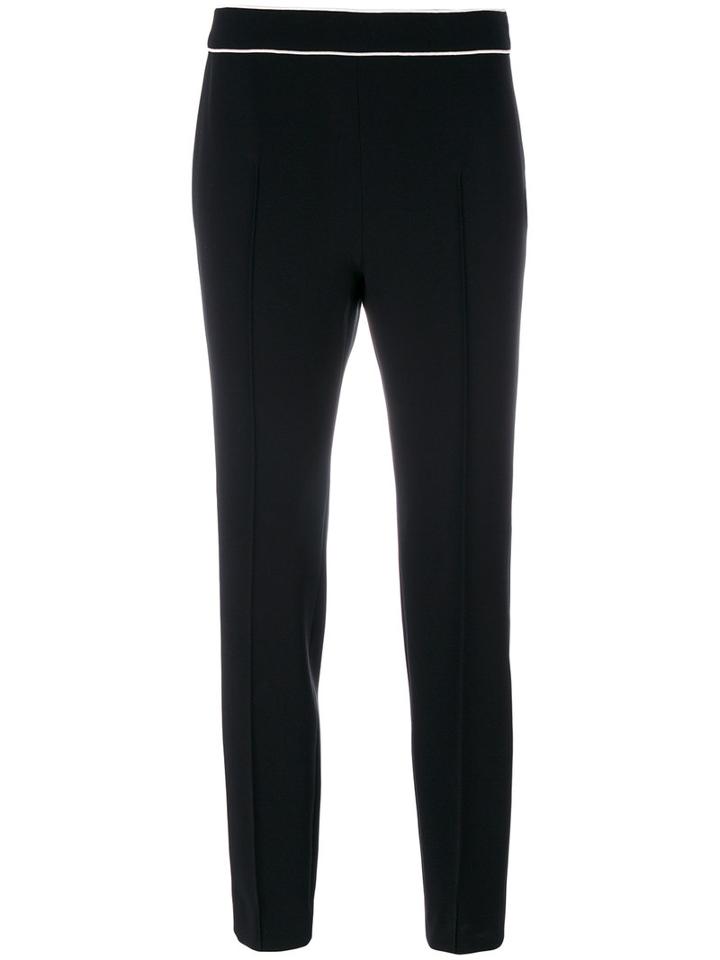 Boutique Moschino - Piped Trim Detail Cropped Trousers - Women - Polyester/triacetate - 42, Black, Polyester/triacetate