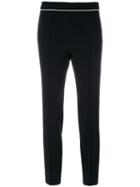 Boutique Moschino - Piped Trim Detail Cropped Trousers - Women - Polyester/triacetate - 42, Black, Polyester/triacetate
