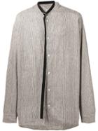 Raf Simons - Belt Tie Striped Shirt - Men - Linen/flax - 46, Brown, Linen/flax