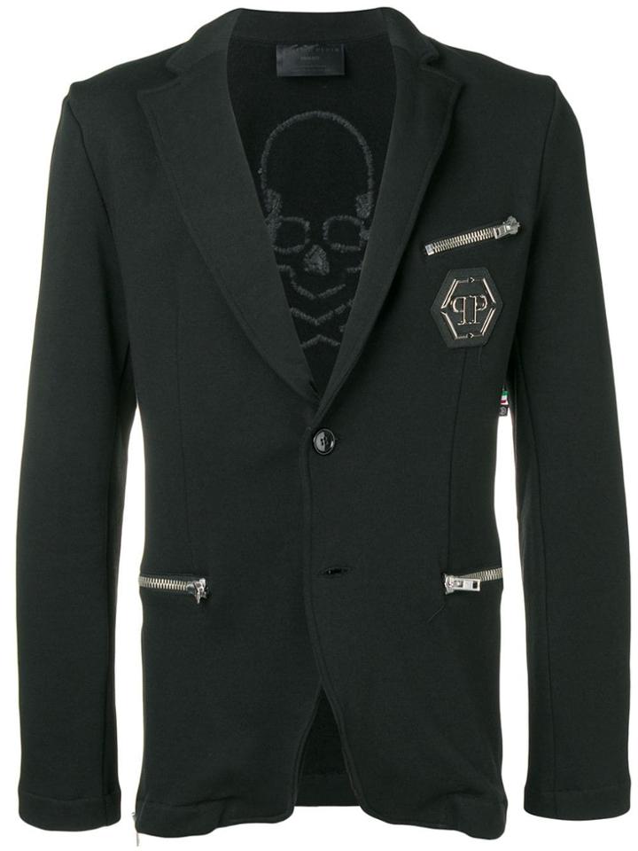 Philipp Plein Zip Pocket Blazer - Black